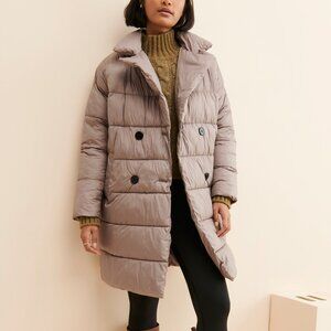 Bernardo Bernie Duvet Puffer Size XXL Double Breasted - Taupe Brown
